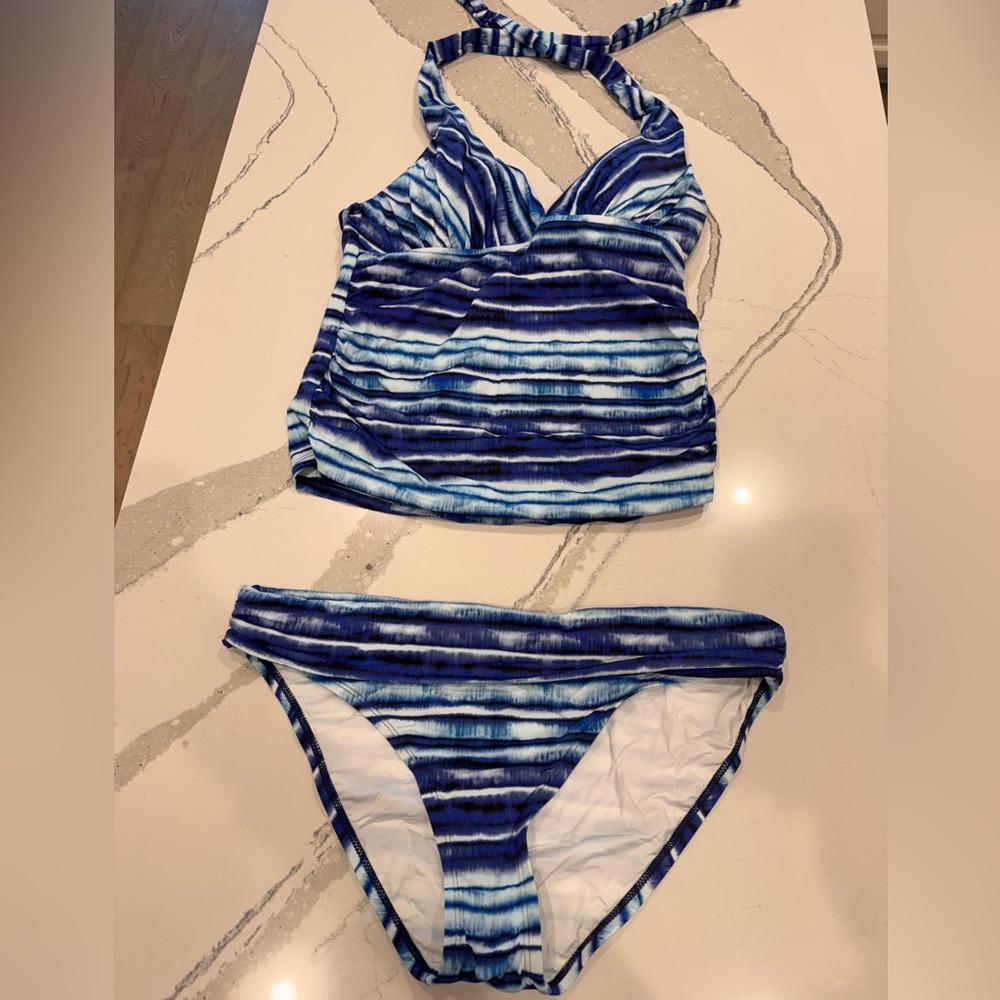 NWT La Blanca Navy and White Tankini Swimwear set